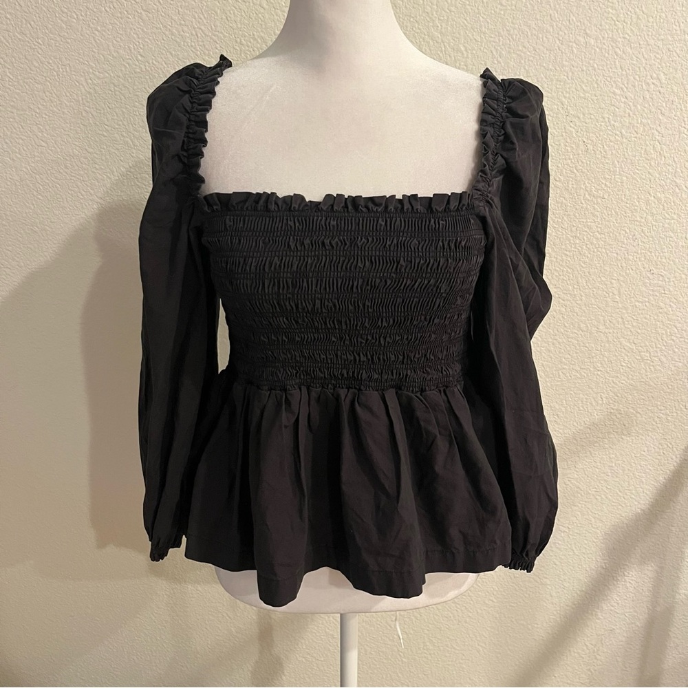 Trovata Birds Of Paradise Black Ruffled Blouse M